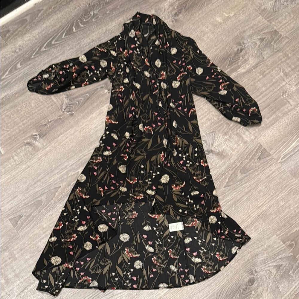 Floral Black Duster